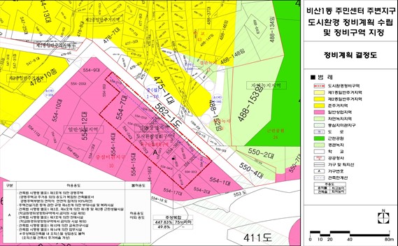 비산1동주민센터 주변지구 재개발 구역 현황도