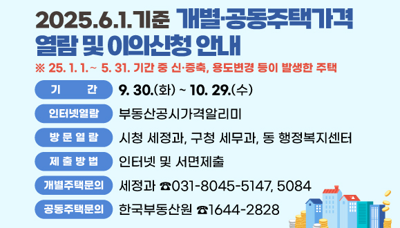 2025.6.1.기준 개별·공동주택가격 열람 및 이의신청 안내